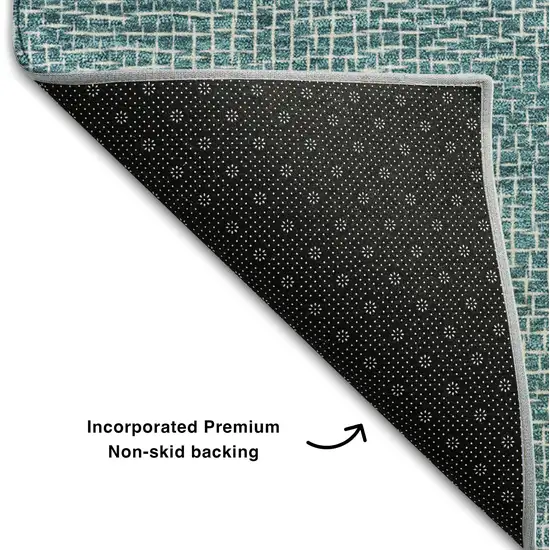 Teal And Ivory Geometric Washable Area Rug With UV Protection Photo 6