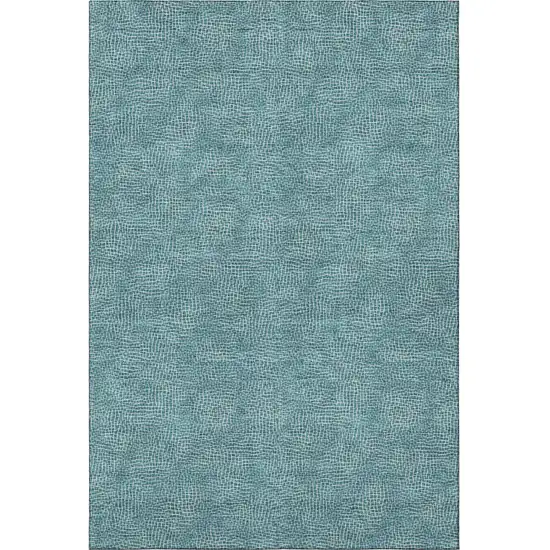 Teal And Ivory Geometric Washable Area Rug With UV Protection Photo 3