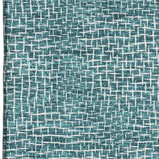 Teal And Ivory Geometric Washable Area Rug With UV Protection Photo 2