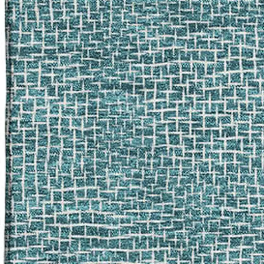 Teal And Ivory Geometric Washable Area Rug With UV Protection Photo 2