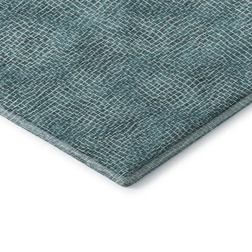 Teal And Ivory Geometric Washable Area Rug With UV Protection Photo 7