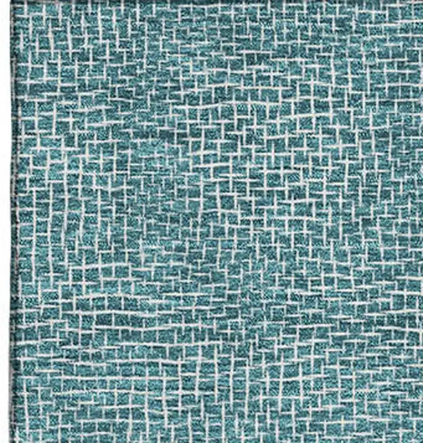 Teal And Ivory Geometric Washable Area Rug With UV Protection Photo 3