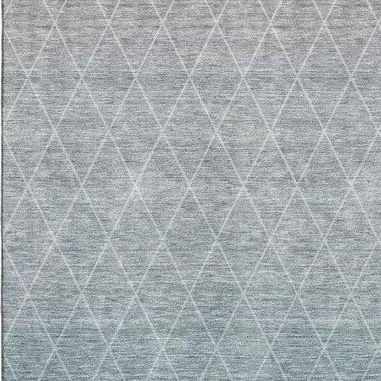 Teal And Ivory Geometric Washable Area Rug With UV Protection Photo 2