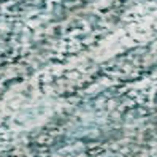 Teal And Ivory Geometric Washable Area Rug With UV Protection Photo 2