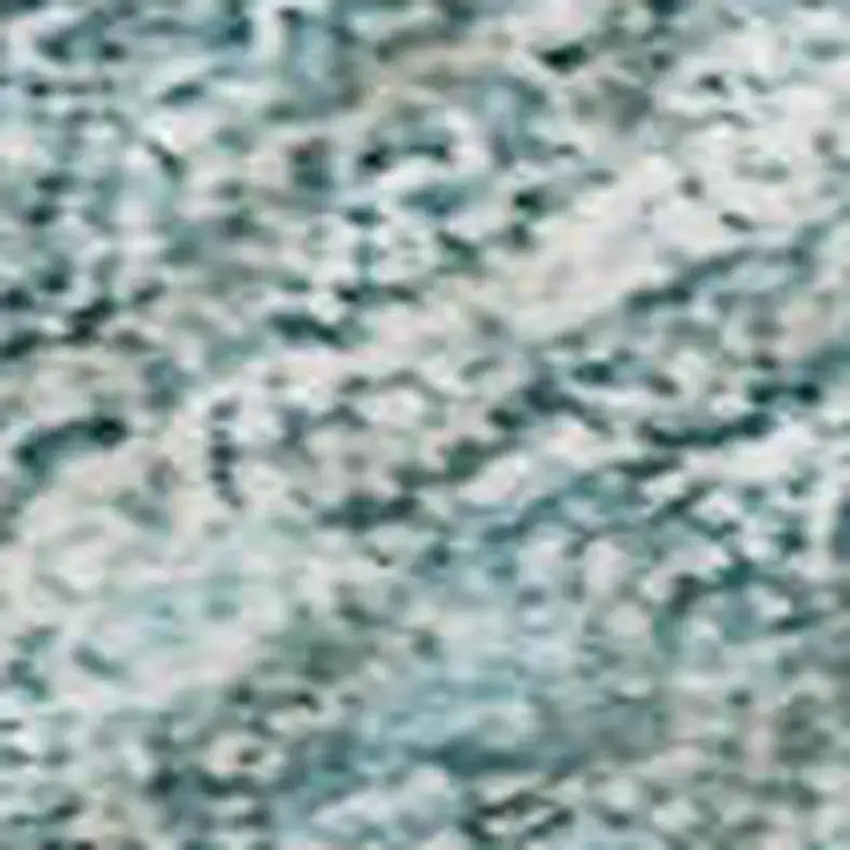 Teal And Ivory Geometric Washable Area Rug With UV Protection Photo 2