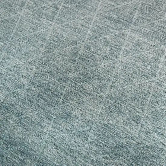 Teal And Ivory Geometric Washable Area Rug With UV Protection Photo 3