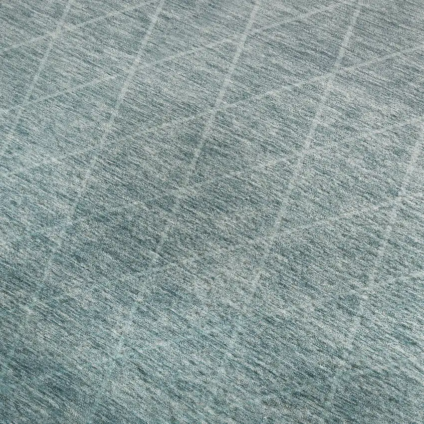 Teal And Ivory Geometric Washable Area Rug With UV Protection Photo 3