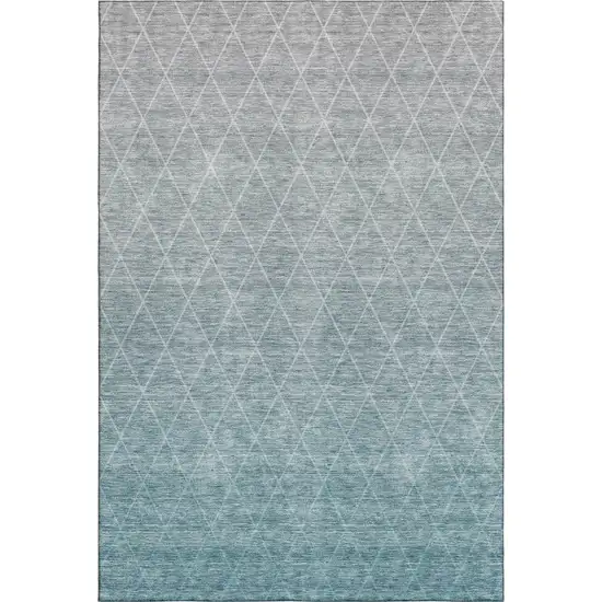Teal And Ivory Geometric Washable Area Rug With UV Protection Photo 6