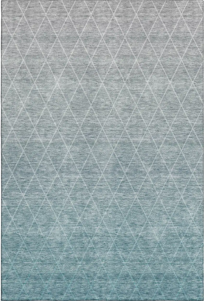 Teal And Ivory Geometric Washable Area Rug With UV Protection Photo 5