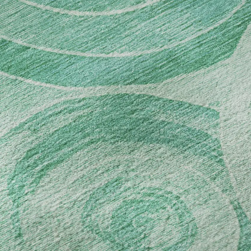 Teal And Ivory Geometric Washable Area Rug With UV Protection Photo 9