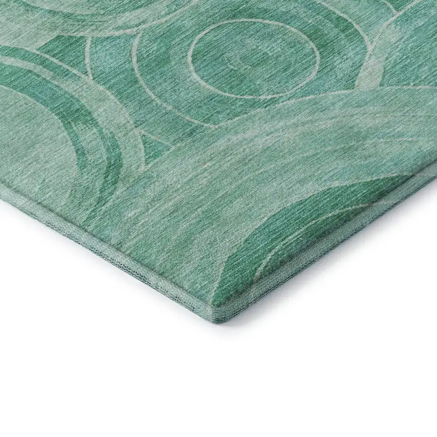 Teal And Ivory Geometric Washable Area Rug With UV Protection Photo 7