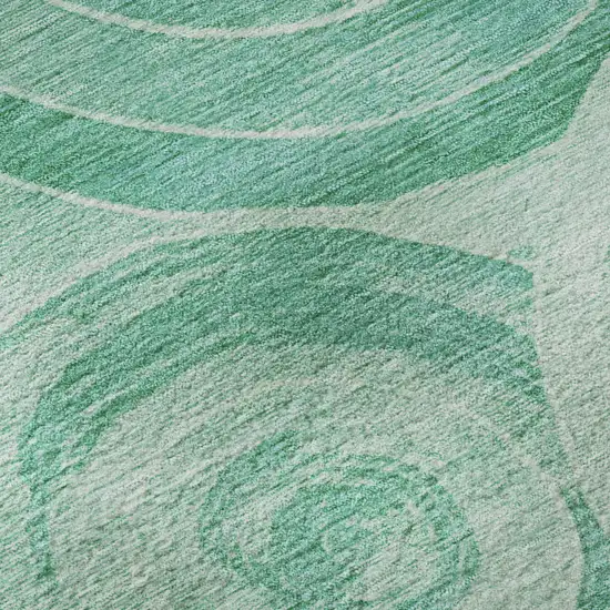 Teal And Ivory Geometric Washable Area Rug With UV Protection Photo 8