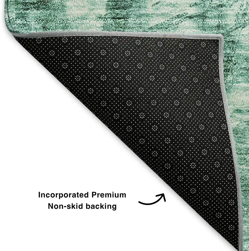 Teal And Ivory Ikat Washable Area Rug With UV Protection Photo 6