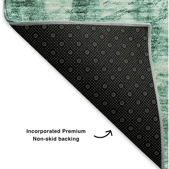 Teal And Ivory Ikat Washable Area Rug With UV Protection Photo 5