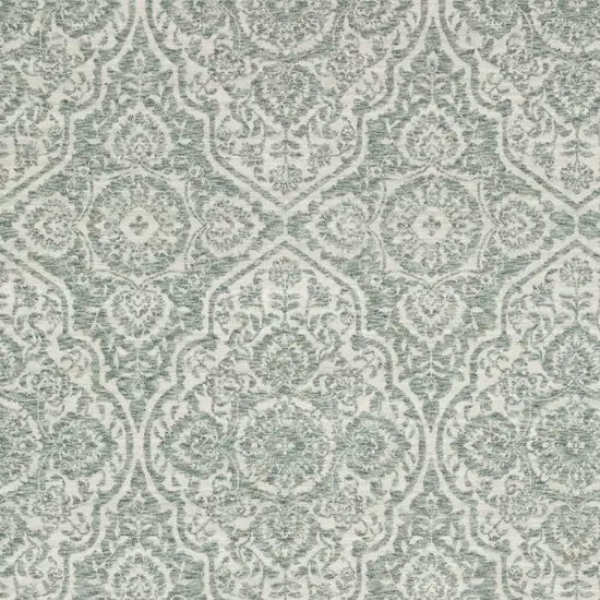 Teal And Ivory Medallion Area Rug With Fringe Photo 6