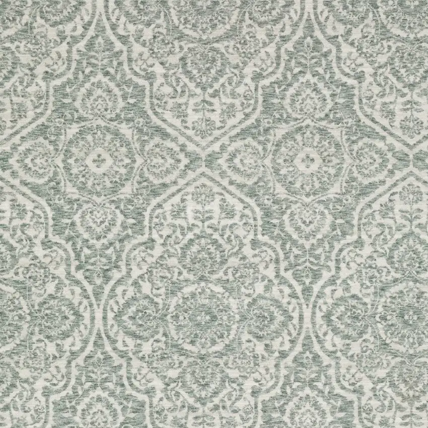 Teal And Ivory Medallion Area Rug With Fringe Photo 6