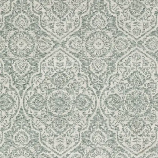 Teal And Ivory Medallion Area Rug With Fringe Photo 6