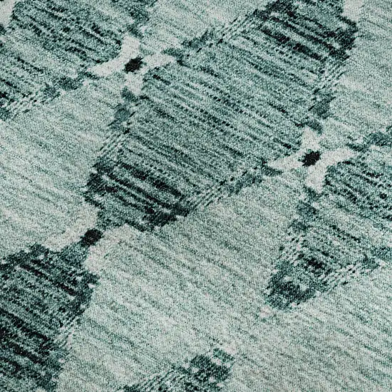 Teal And Ivory Moroccan Washable Area Rug With UV Protection Photo 5