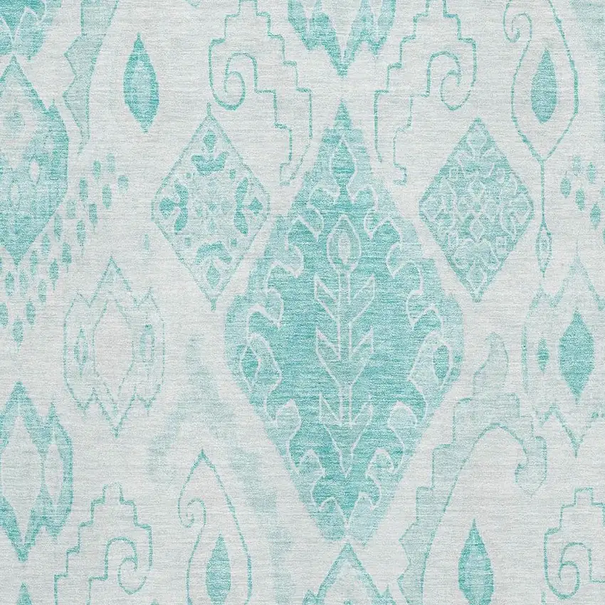 Teal And Ivory Moroccan Washable Area Rug With UV Protection Photo 3