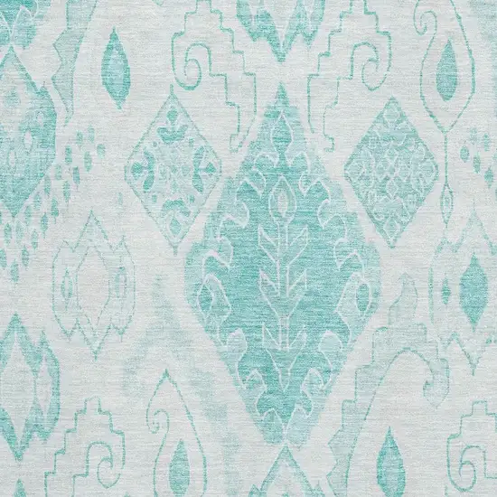 Teal And Ivory Moroccan Washable Area Rug With UV Protection Photo 3