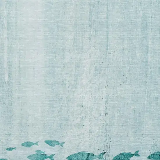 Teal And Ivory Nautical Washable Area Rug With UV Protection Photo 3