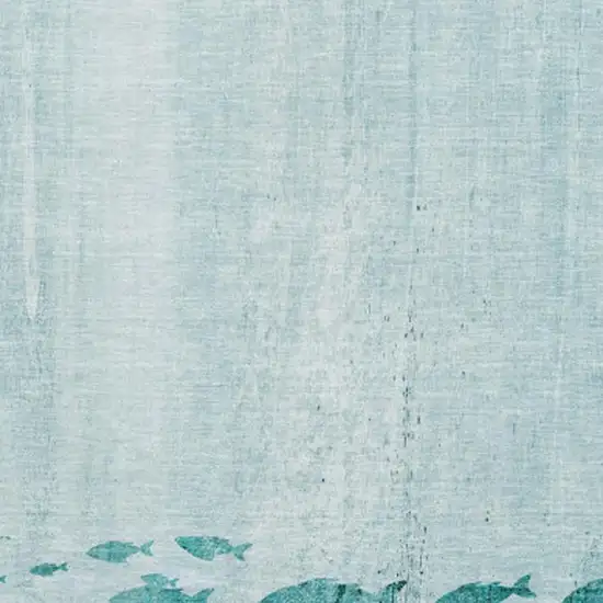 Teal And Ivory Nautical Washable Area Rug With UV Protection Photo 3