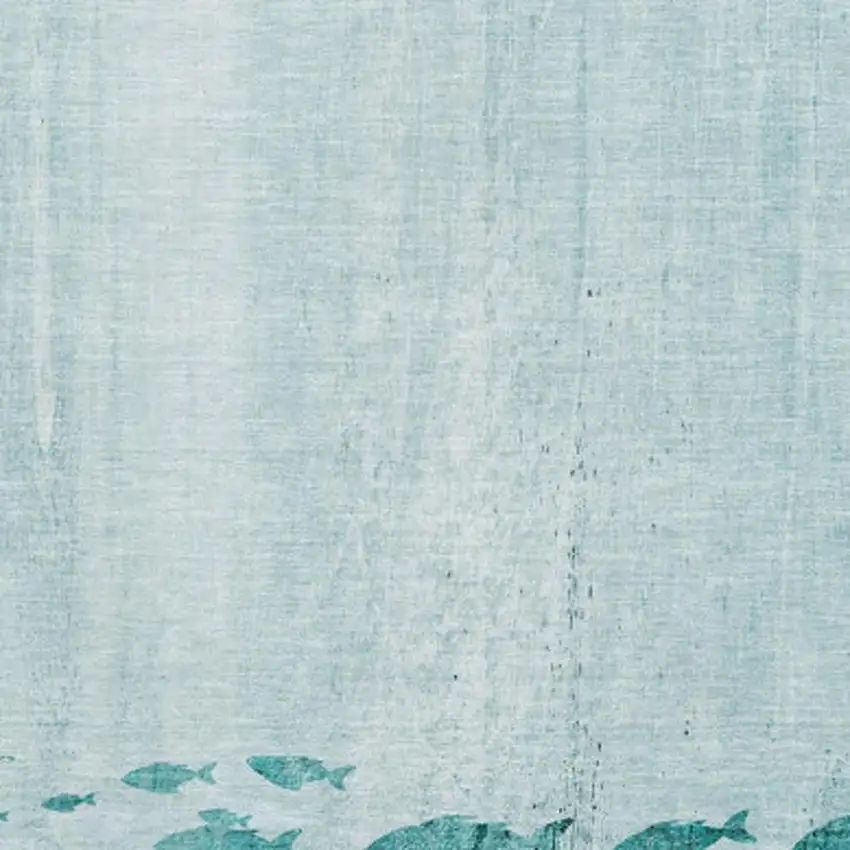 Teal And Ivory Nautical Washable Area Rug With UV Protection Photo 3