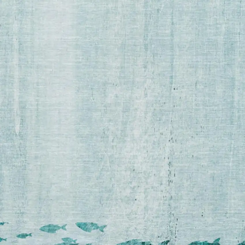 Teal And Ivory Nautical Washable Area Rug With UV Protection Photo 3