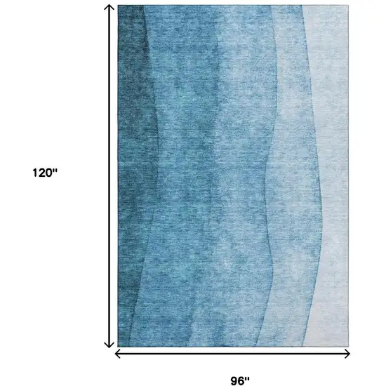 Teal And Ivory Ombre Washable Area Rug With UV Protection Photo 5