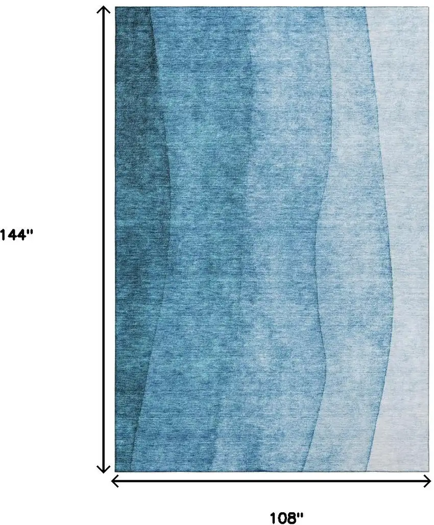 Teal And Ivory Ombre Washable Area Rug With UV Protection Photo 5