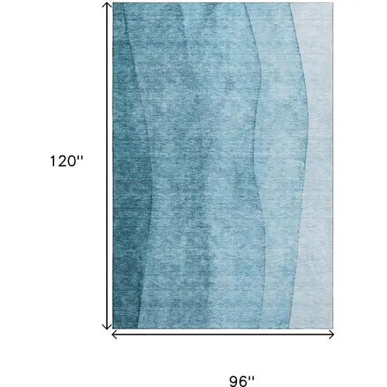 Teal And Ivory Ombre Washable Area Rug With UV Protection Photo 3