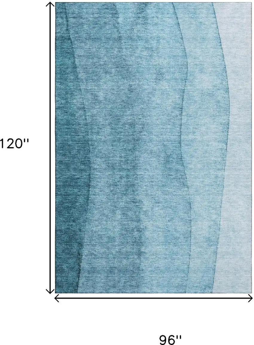 Teal And Ivory Ombre Washable Area Rug With UV Protection Photo 3