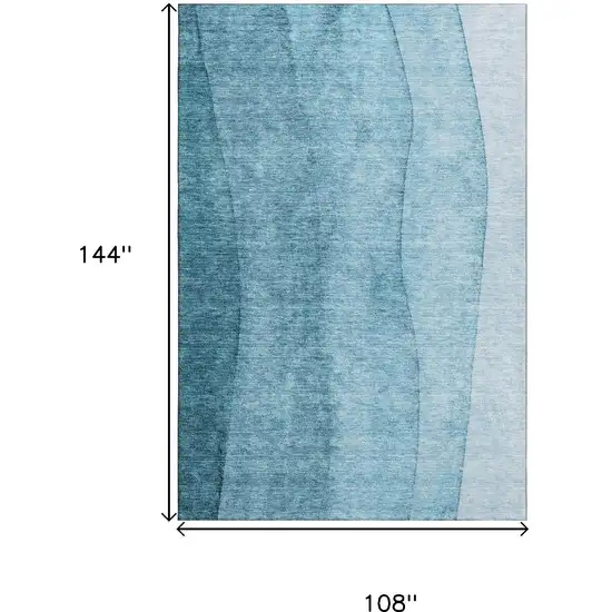 Teal And Ivory Ombre Washable Area Rug With UV Protection Photo 3