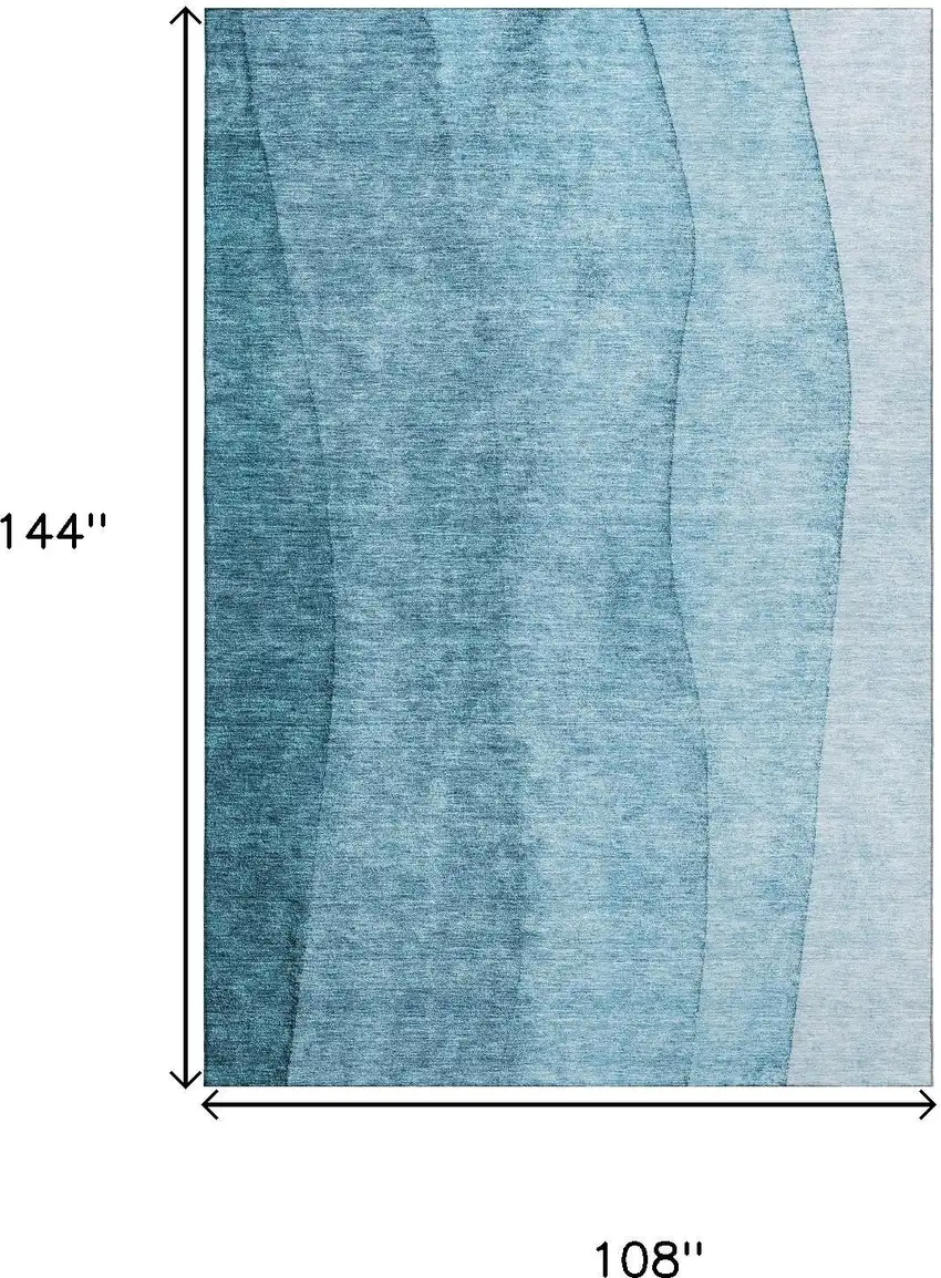 Teal And Ivory Ombre Washable Area Rug With UV Protection Photo 3