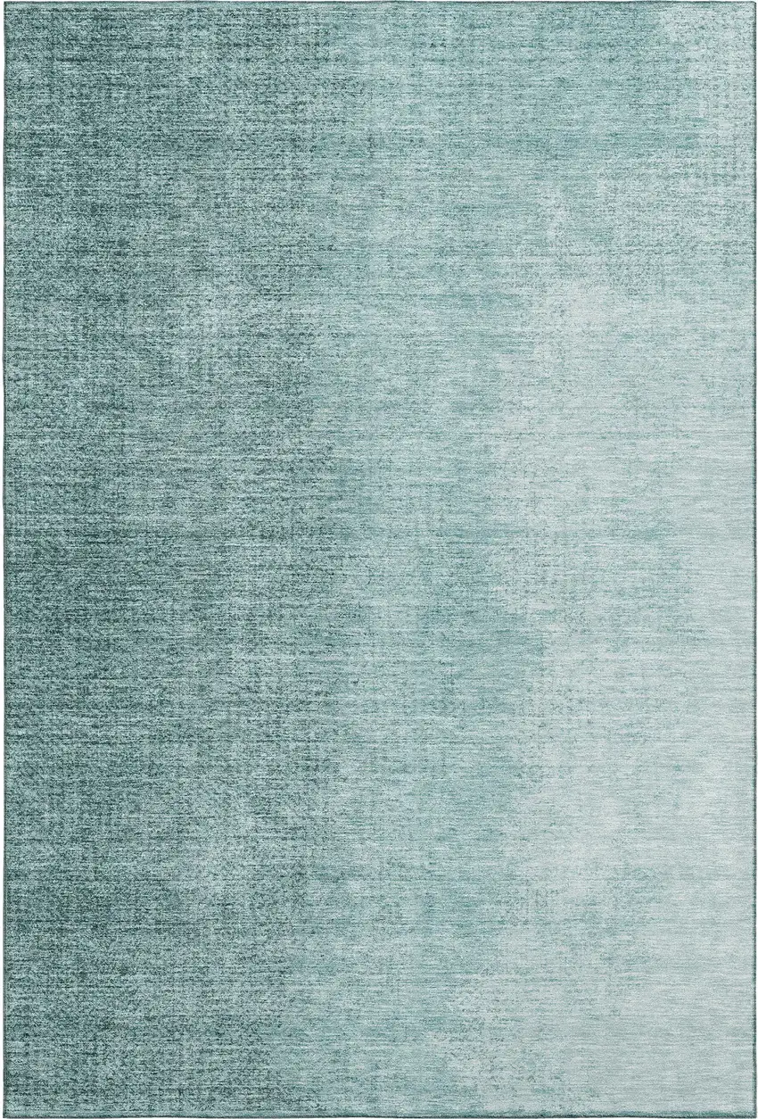Teal And Ivory Ombre Washable Area Rug With UV Protection Photo 1
