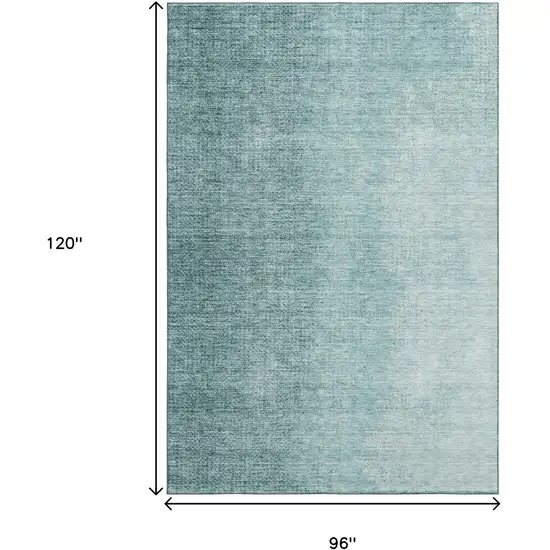 Teal And Ivory Ombre Washable Area Rug With UV Protection Photo 9
