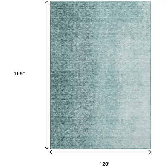 Teal And Ivory Ombre Washable Area Rug With UV Protection Photo 3