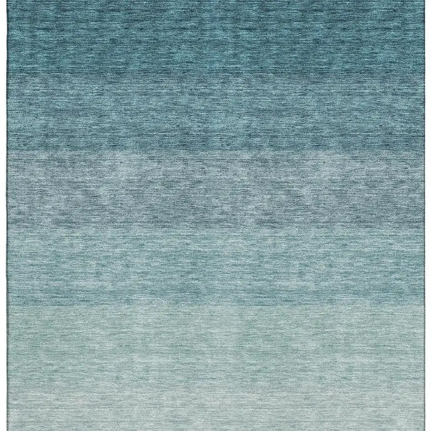 Teal And Ivory Ombre Washable Area Rug With UV Protection Photo 3