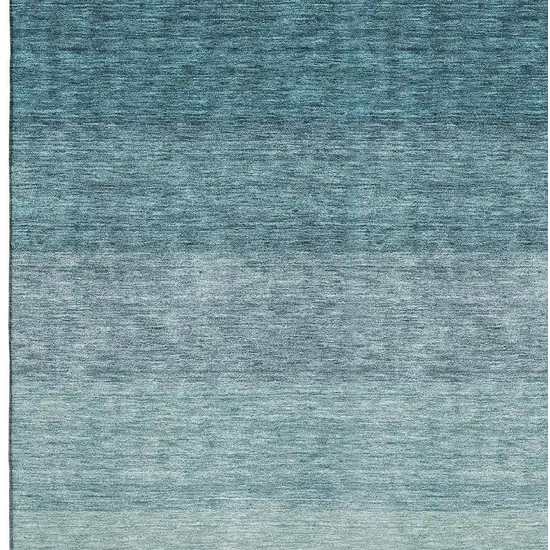 Teal And Ivory Ombre Washable Area Rug With UV Protection Photo 2