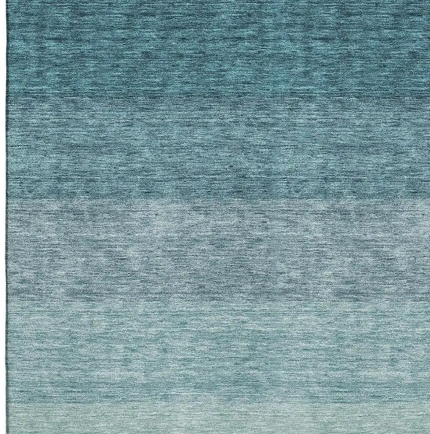 Teal And Ivory Ombre Washable Area Rug With UV Protection Photo 2
