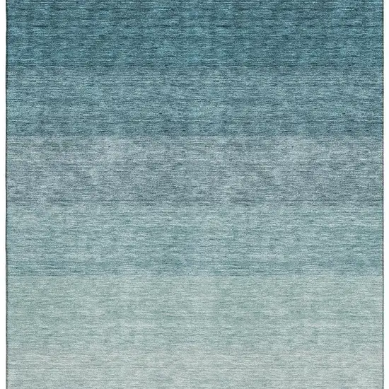 Teal And Ivory Ombre Washable Area Rug With UV Protection Photo 3