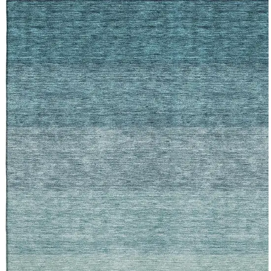 Teal And Ivory Ombre Washable Area Rug With UV Protection Photo 2