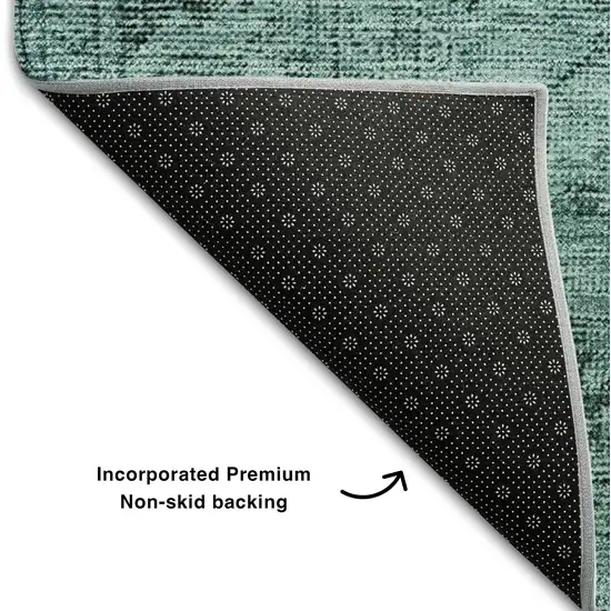 Teal And Ivory Oriental Washable Area Rug With UV Protection Photo 6