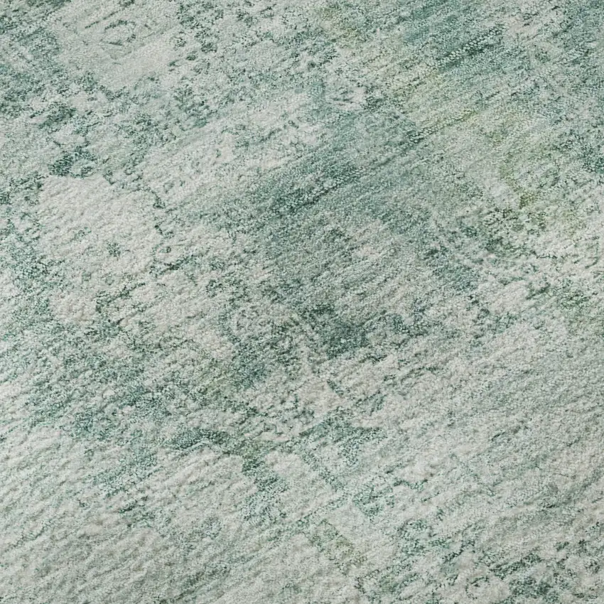 Teal And Ivory Oriental Washable Area Rug With UV Protection Photo 9
