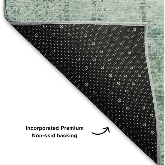 Teal And Ivory Oriental Washable Area Rug With UV Protection Photo 7