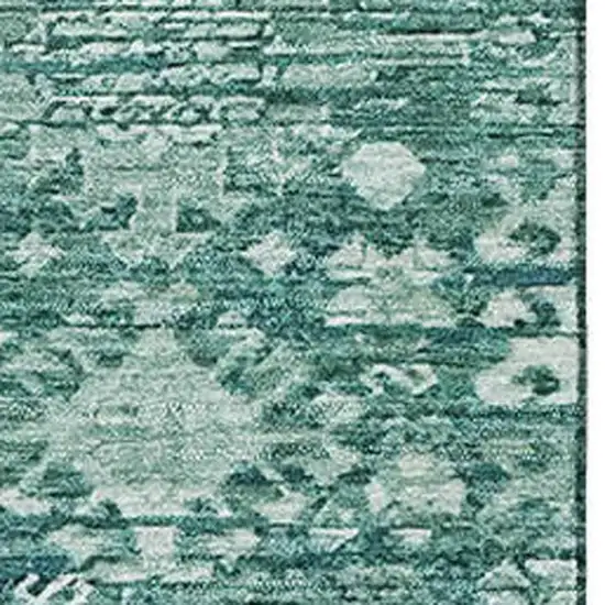 Teal And Ivory Oriental Washable Area Rug With UV Protection Photo 2