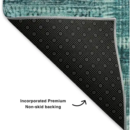 Teal And Ivory Patchwork Washable Area Rug With UV Protection Photo 7