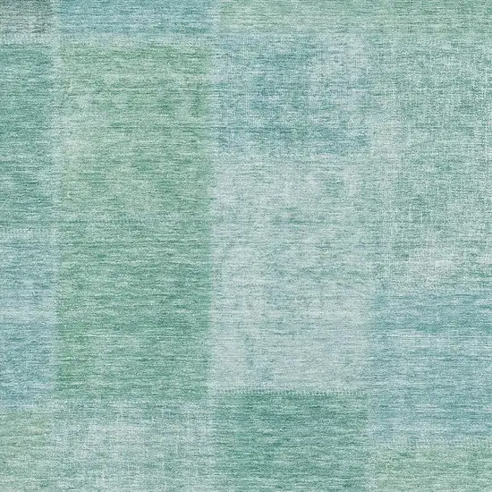 Teal And Ivory Patchwork Washable Area Rug With UV Protection Photo 3