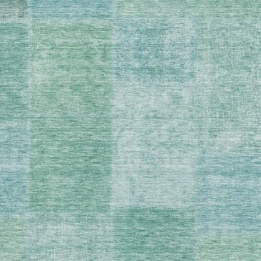 Teal And Ivory Patchwork Washable Area Rug With UV Protection Photo 3