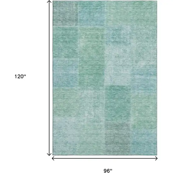 Teal And Ivory Patchwork Washable Area Rug With UV Protection Photo 3